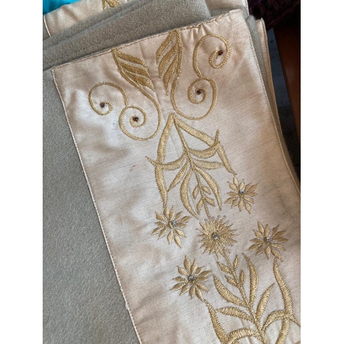 347 - 4 Laura Ashley heavy throws with embroidered and sequin detailing