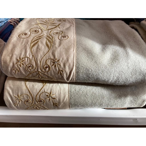 347 - 4 Laura Ashley heavy throws with embroidered and sequin detailing