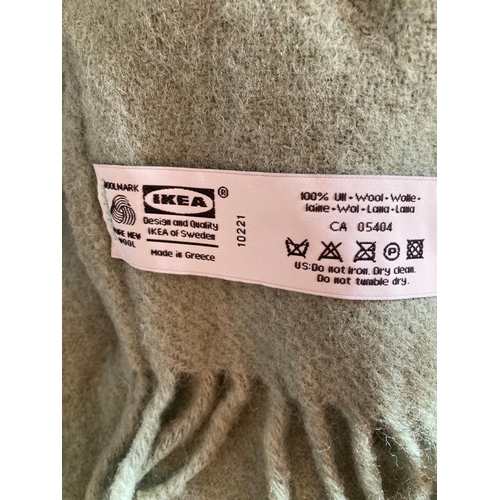 349 - Ikea Pale green tasseled wool blanket