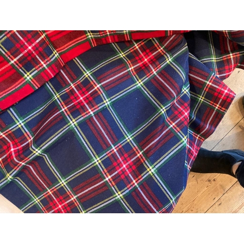 357 - Red/ navy tartan throw and duvet cover in brushed cotton