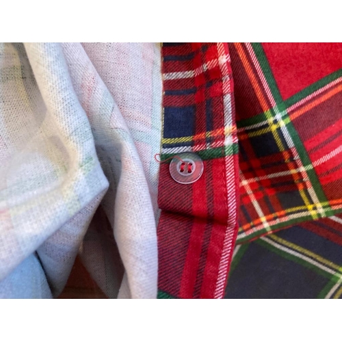 357 - Red/ navy tartan throw and duvet cover in brushed cotton