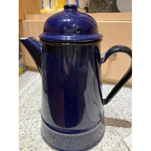 399 - Blue enamel coffee pot