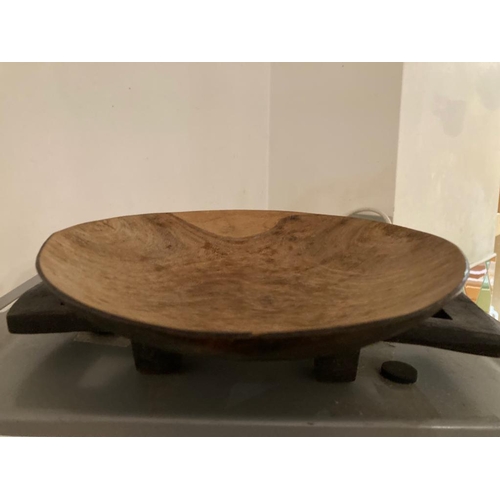 445 - Individual wood bowl with handles