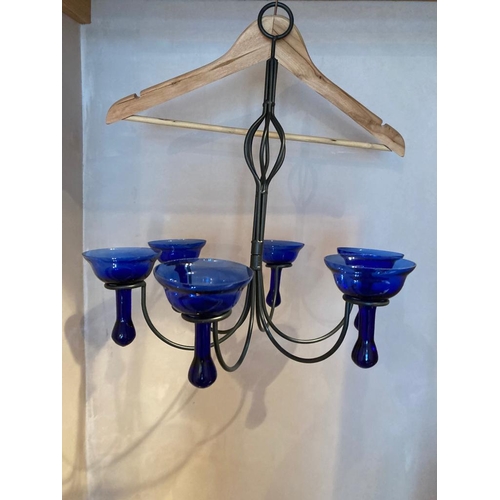 450 - Blue glass candelabra