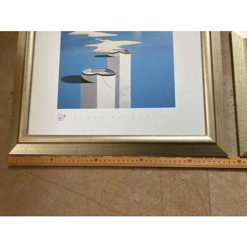 467 - Two modern pictures with gold  frames