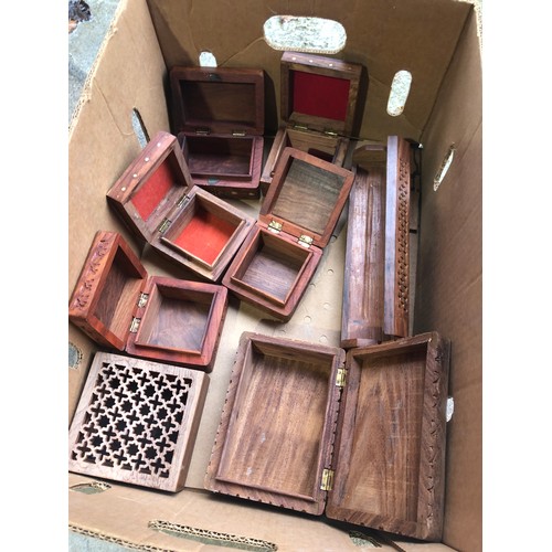 530 - Quantity off wooden boxes including incense stick holder.