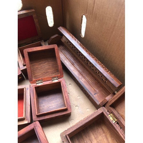 530 - Quantity off wooden boxes including incense stick holder.