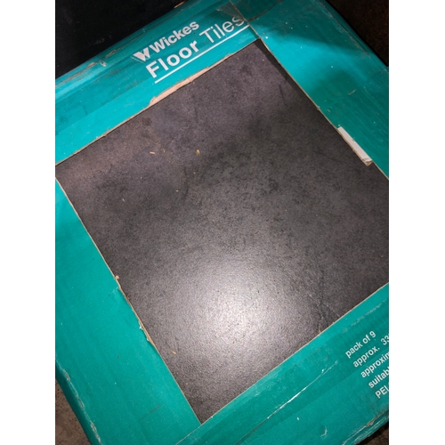 557 - 3 packs of 9 square Wickes floor tiles. Each 30 cm x 30 cm x 7.8 mm. Anthracite in colour