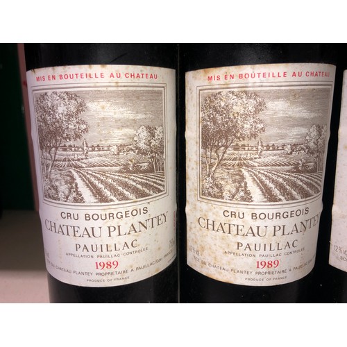 645 - 4 bottles of 1989 Cru Bourgeois Chateau Plantey Pauillac, France. Stored in a temperature and humidi... 