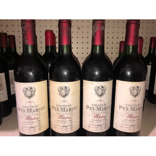 648 - 4 bottles of 1995 Chateau Pey-Martin Medoc, Cru Bourgeois, France. Stored in a temperature and humid... 