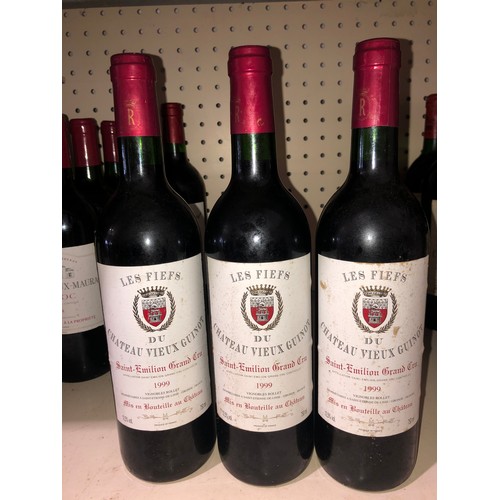 650 - 3 bottles of 1999 Les Fiefs du Chateau Guinot Saint-Emilion Grand Cru. Stored in a temperature and h... 