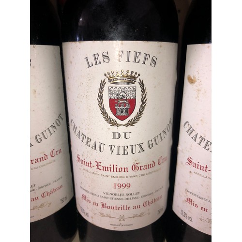 650 - 3 bottles of 1999 Les Fiefs du Chateau Guinot Saint-Emilion Grand Cru. Stored in a temperature and h... 