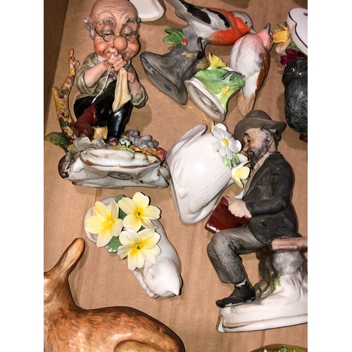 691 - Fruit box containing chinaware figures