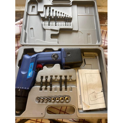 697 - Hilka pro-craft 12v drill, socket & screwdriver set in case