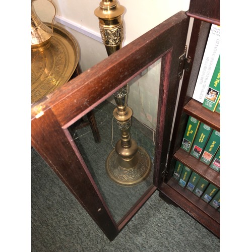 705 - Good quality Rosewood glazed bookcase. With double doors and 2 shelves. Contents not included and li... 