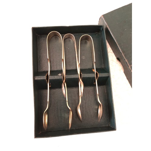 711 - Set of 3 Silver plated sugar tongs