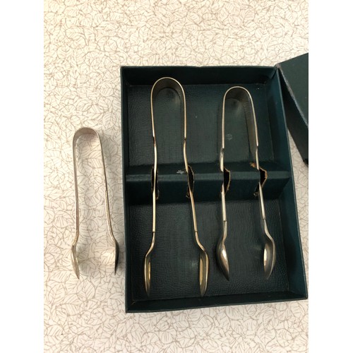 711 - Set of 3 Silver plated sugar tongs