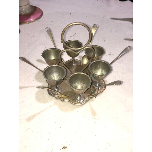 724 - Set of EPNS silver plated egg cups and spoons