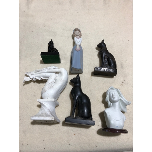 754 - Collection of china and bronze resin figurines to include Revival art company, Nao and Capodimonte F... 