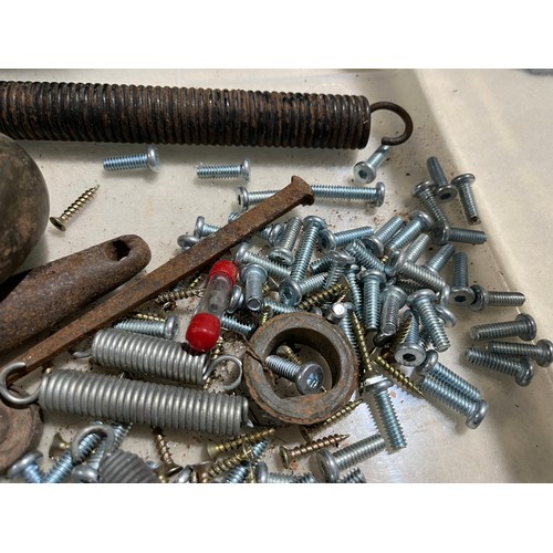 791 - Old rubber wheel screws bolts and misc bits