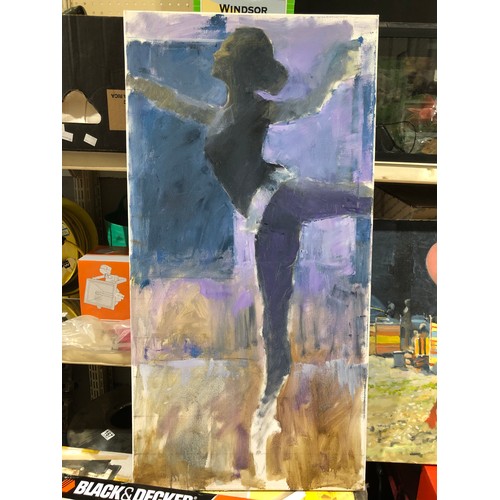 799 - 2 x Brian Denington Oil Paintings. 1 unfinished Ballerina and a lovely finished and signed girl on a... 