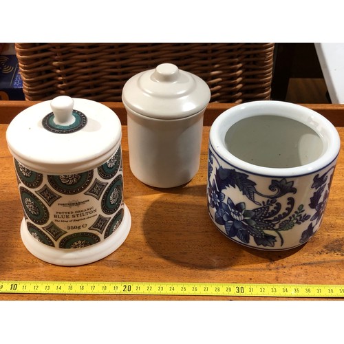 820 - Fortnum and Mason Potted Stilton ceramic jar along with 2 others