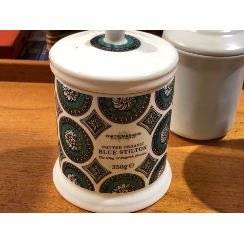 820 - Fortnum and Mason Potted Stilton ceramic jar along with 2 others