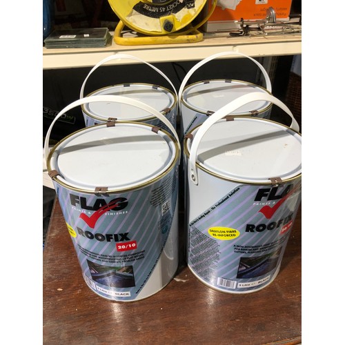 857 - 4 tins of 5 litre Flag Roofix Black paint