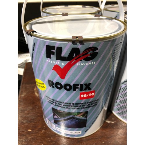 857 - 4 tins of 5 litre Flag Roofix Black paint