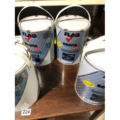 857 - 4 tins of 5 litre Flag Roofix Black paint