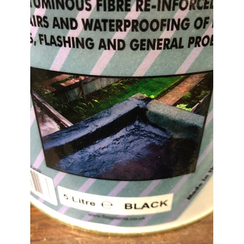 857 - 4 tins of 5 litre Flag Roofix Black paint