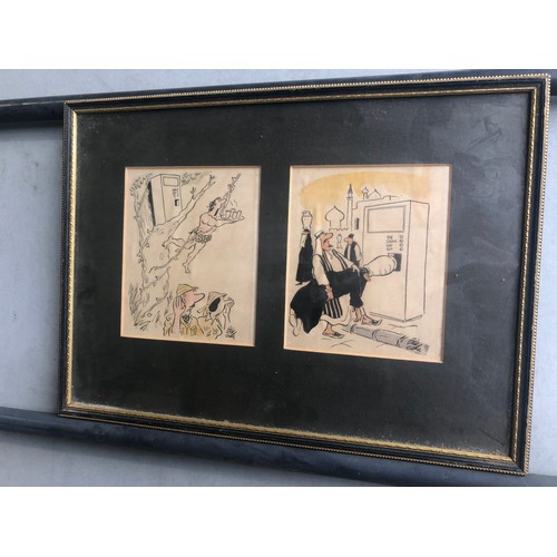 885 - Bill Tidy cartoons framed and glazed.

This is a pair of collectable vintage cartoon by the celebrat... 