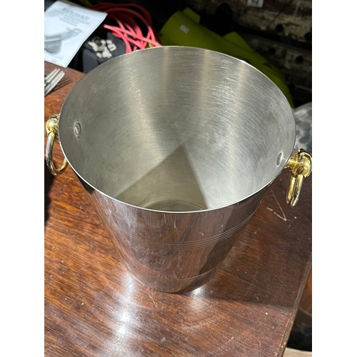 904 - Silver Plated Champagne Ice Bucket with brass handles