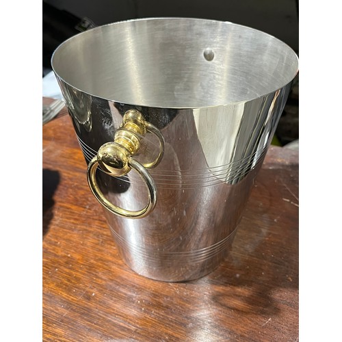 904 - Silver Plated Champagne Ice Bucket with brass handles