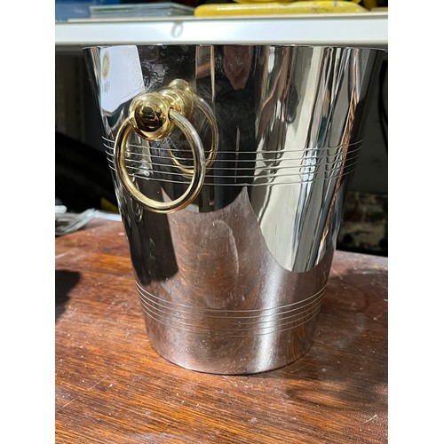 904 - Silver Plated Champagne Ice Bucket with brass handles