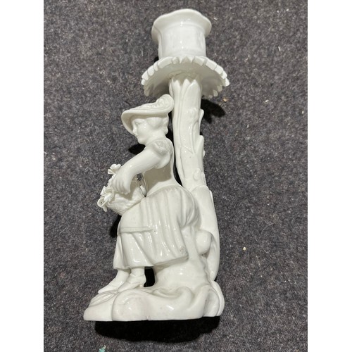 980 - Derby candle stick in glossy white. Signed