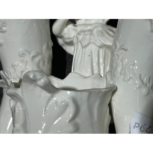 982 - Pair of Staffordshire white spill vases.