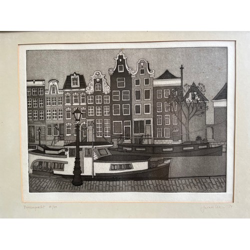 992 - Joan Lee limited edition 10 of 20 print of Prinsengracht Amsterdam c1975