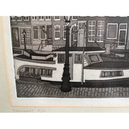 992 - Joan Lee limited edition 10 of 20 print of Prinsengracht Amsterdam c1975