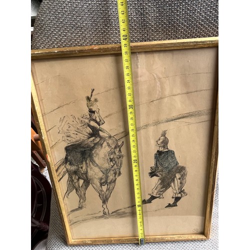 995 - Print of lady clown on a horse