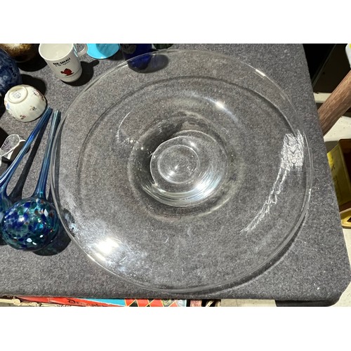 1021 - 45cm Whitefriars bowl with clear swirl.