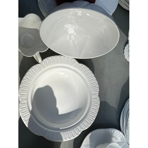 1047 - Large collection of Shelley and Wileman & co Dainty white patterned dinner and teaware.