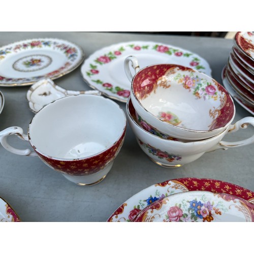 1048 - A collection of Paragon Rockingham, Crown Derby, Romanov cobalt and other chinaware