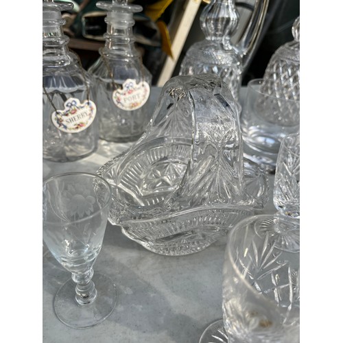 1049 - Tudor Crystal carafe and decanter along with Edinburgh and other decanters with a mix of glasses inc... 