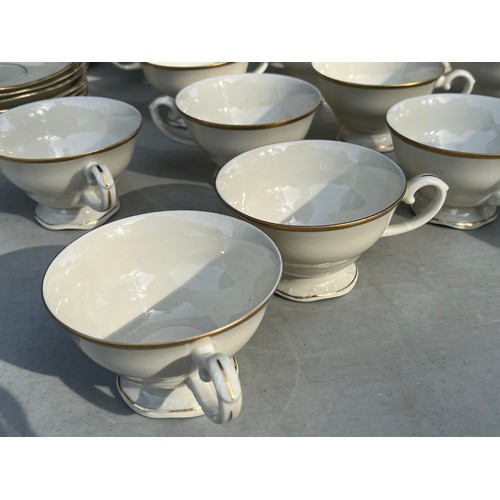 1052 - Porsgrund Norwegian china tea service. gold edge on ivory white