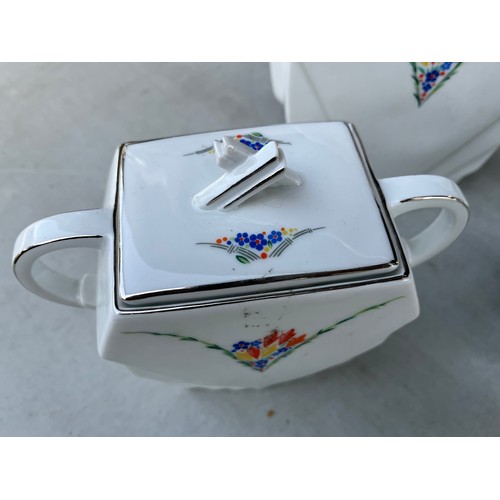 1053 - Art Deco Teaware including teapot. milk and lidded sugar bowl