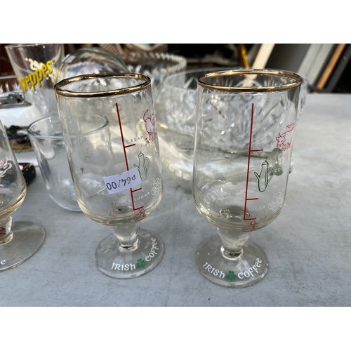 1074 - Crystal and glass including baby glass feeder, egg timer, lighter, Irish coffee glasses and 3 nice f... 