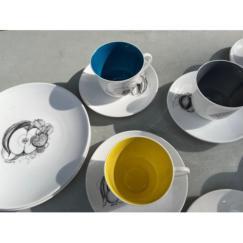 1084 - Susie Cooper Black Fruits Harlequin Coffee Set