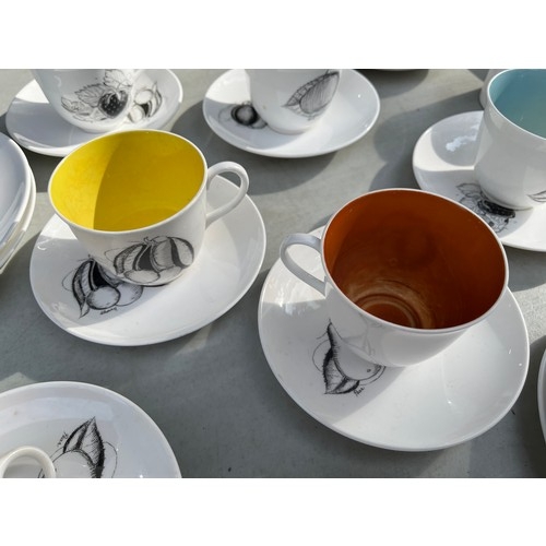 1084 - Susie Cooper Black Fruits Harlequin Coffee Set