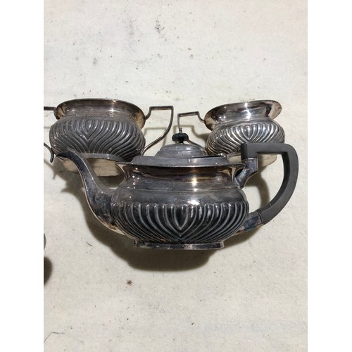 54 - Silver plated tea and coffee pots with milk and sugar